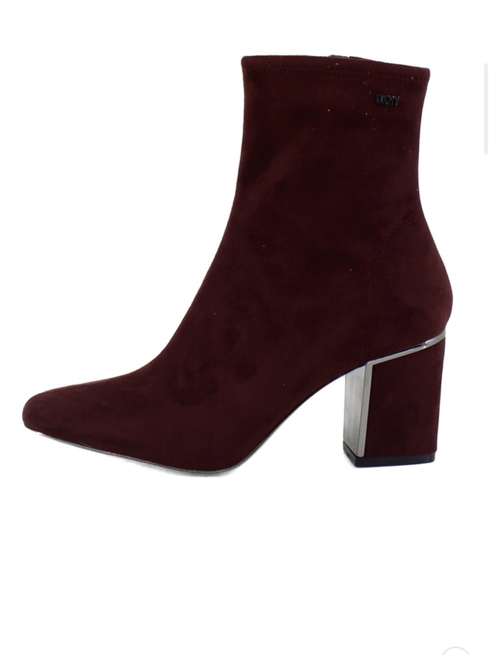 DKNY Espresso Suede Ankle Booties with Side Zip